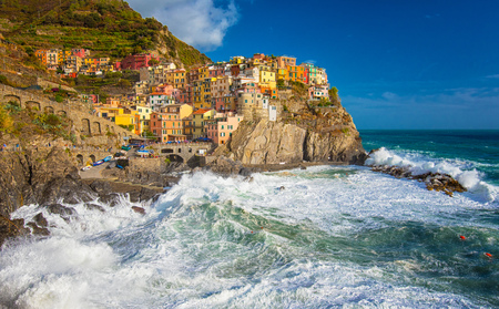 View on Manarola, Cinque Terreの写真素材