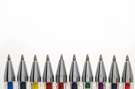 Coloured pens on white background.の写真素材