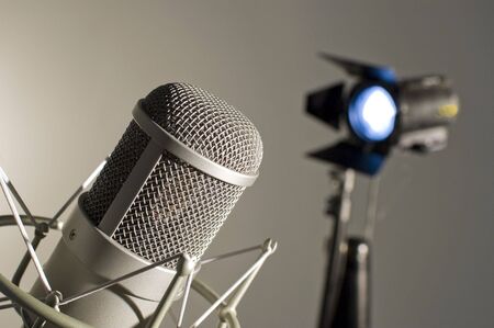 Microphone in studio on a light background.の写真素材