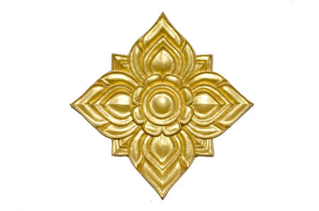 flower pattern on temple wall isolated on white background の写真素材