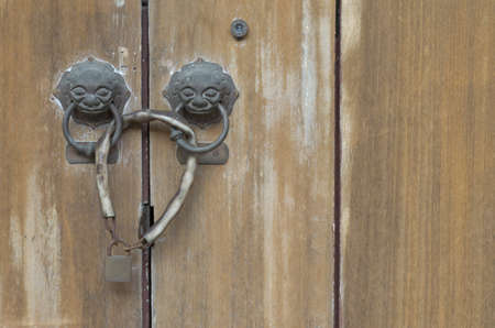old wood door lock with master key