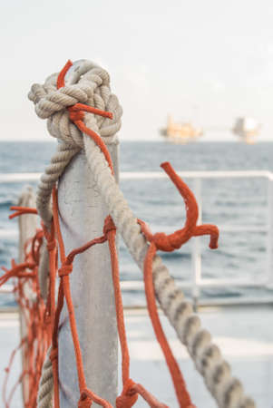 rope  in supply boat and oilfieldの写真素材