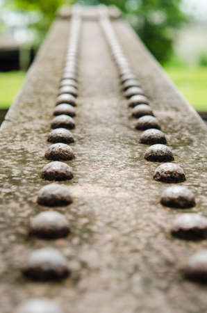 closeup nut form part of railwayの写真素材