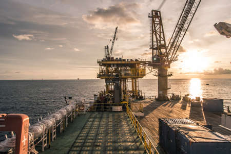 rig platform of oil and gas industry process HDR styleの写真素材