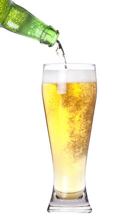 Frosty glass of light beer isolated on a white background.の写真素材