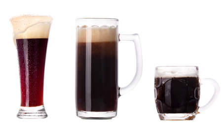 beer glass collection isolated on a white backgroundの写真素材