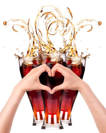 love drinks concept with the heart  made of two women hands  love beer conceptの写真素材