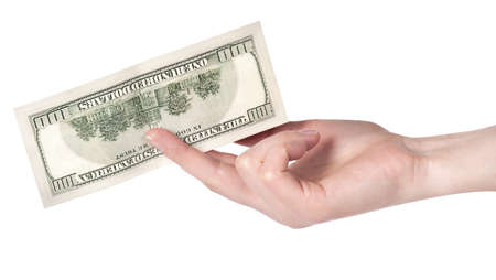 female hands with dollars isolated on a white background