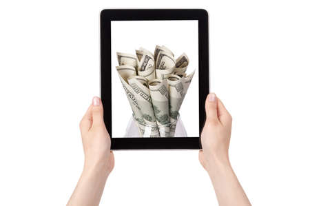 money flower business concept present on a Tablet pc screenの写真素材