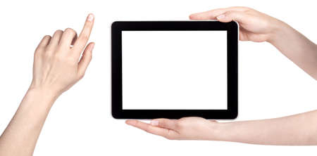 Modern computer keyboard isolated on whiteの写真素材