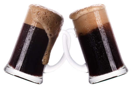 friendship concept  two glass of dark beer isolated on a white