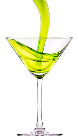 Green cocktail splash isolated on whiteの写真素材