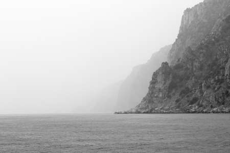 View over Black Sea, Crimea, Ukraine with fogの写真素材