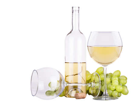 grapes  with corkscrew and wine glassの写真素材