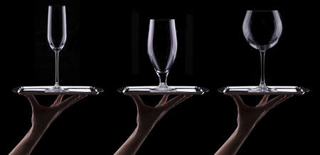 set with different empty glassesの写真素材