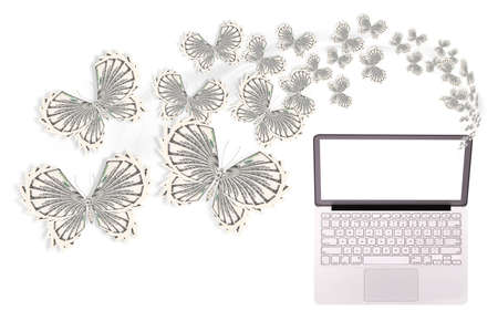  concept of successful butterfly made of moneyの写真素材