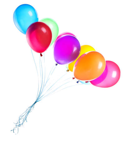 flying balloons isolated on a white backgroundの写真素材
