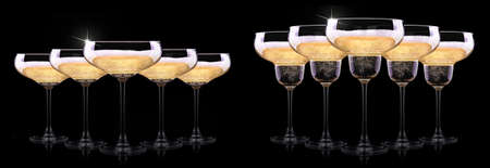 luxury champagne glass on a black backgroundの写真素材