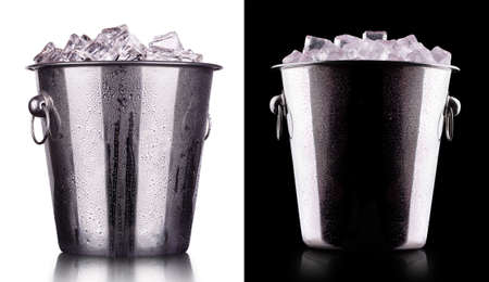champagne Metal ice bucket on a blackの写真素材