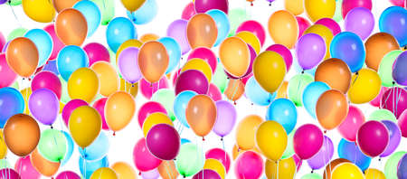 flying balloons isolated on a white backgroundの写真素材