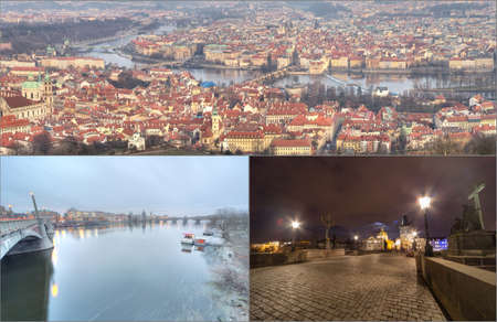 Collage landmarks of a Prague, Czech Republicの写真素材