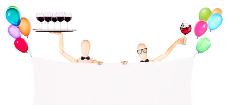 Holiday banners with colorful balloons isolated on whiteの写真素材