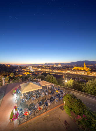 Arno River and Ponte Vecchio at sunset, Florenceの写真素材