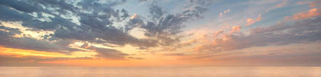 Barceloneta Beach in Barcelona with colorful sky at sunrise