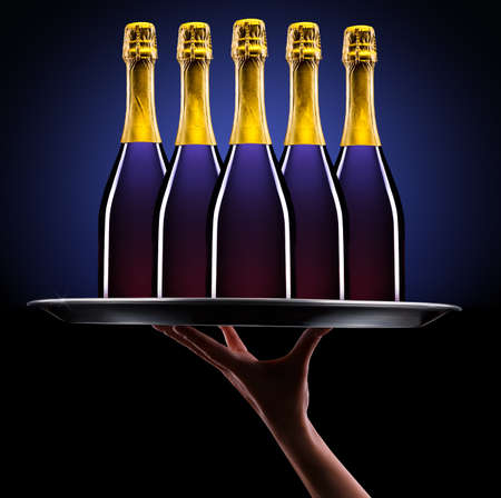 waiter hand with champagne