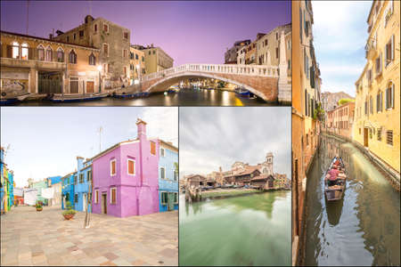 Collage of landmarks in Veniceの写真素材