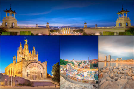 Collage of beautiful Barcelonaの写真素材