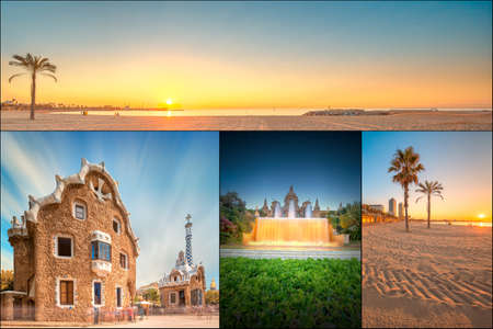 Collage of beautiful Barcelonaの写真素材
