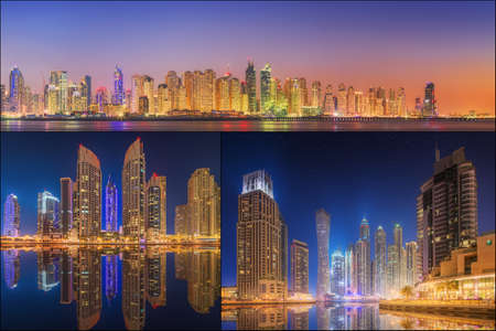 Collage of the beauty panorama at Dubai marina.の写真素材