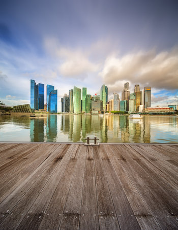 Singapore Skyline and view of Marina Bayのeditorial素材