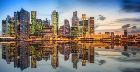 Singapore Skyline and view of Marina Bayのeditorial素材