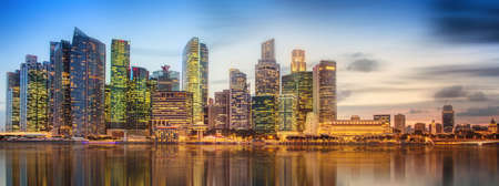 Singapore Skyline and view of skyscrapers on Marina Bayの写真素材