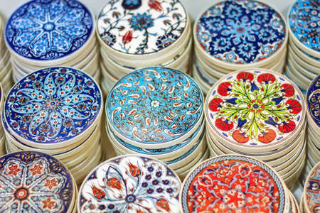 Traditional Turkish ceramics on the Grand Bazaar Istanbul, Turkeyの写真素材