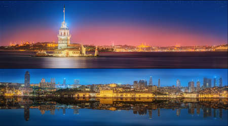 Beautiful view of Bosphorus and night cityscape Istanbul, Turkeyの写真素材