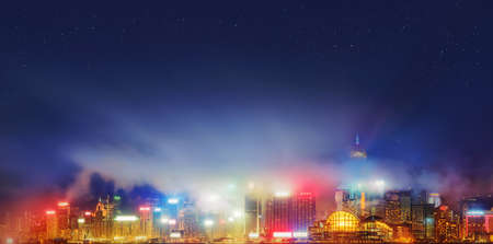 Panorama of Hong Kong island, skyline and Financial district, Chinaの写真素材