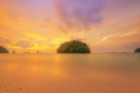 Beautiful sunrise over the tropical beach, Thailand. Vacation and background conceptの写真素材