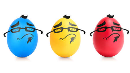 Concept of Easter egg with emotions faces isolated on white