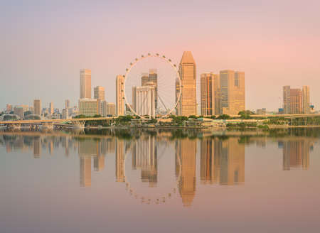 Singapore Skyline and view of skyscrapers on Marina Bayの写真素材