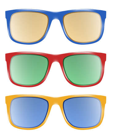 Realistic vector mulricolor set of sunglasses