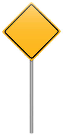 Yellow rhombus road sign on stickのイラスト素材