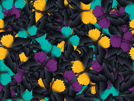 Seamless pattern with lot of different butterflysの写真素材