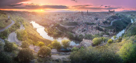 Panorama view of Toledo and Tagus River, Spainの写真素材