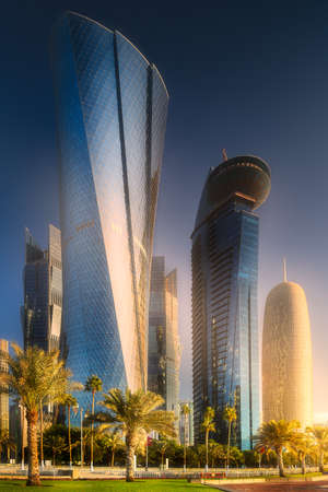 View of park and building in Doha City Center
