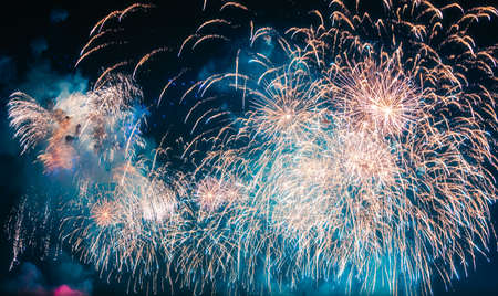 Colorful fireworks explosion on the blackの写真素材