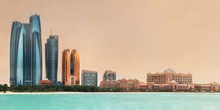 View of Abu Dhabi Skyline on a sunny day, UAE