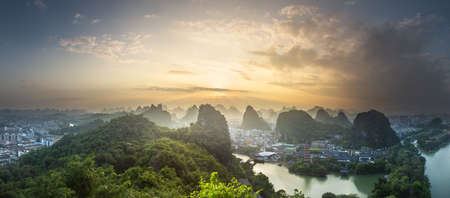 Li River and Karst mountains Guilin, Yangshuoの写真素材